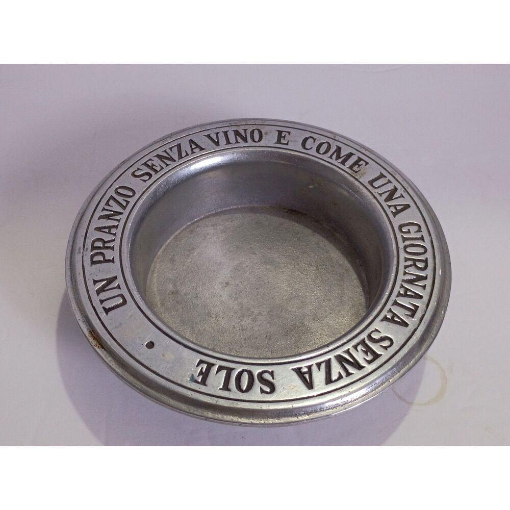 Vintage Wilton Armetale Embossed Italian Quote Pewter Wine Bottle Coaster